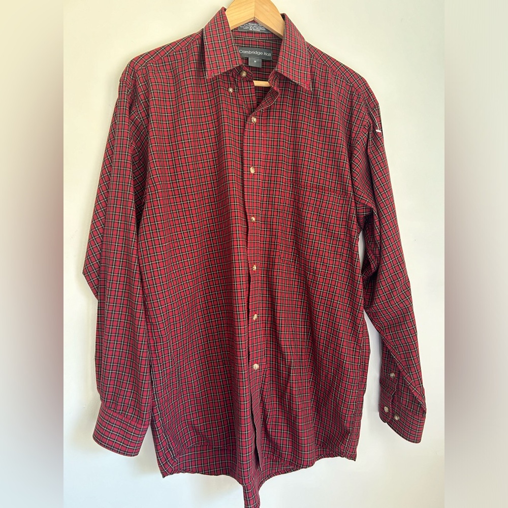 Classic Red and Black Plaid Men's Dress Shirt